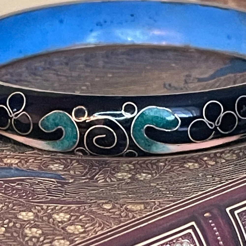 Vintage Cloisonné Enamelware Bracelet 9”